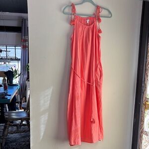 Time and Tru Coral Gathered Maxi Dress